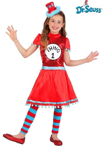 Girls Dr Seuss Thing 1 2 Costume Dress