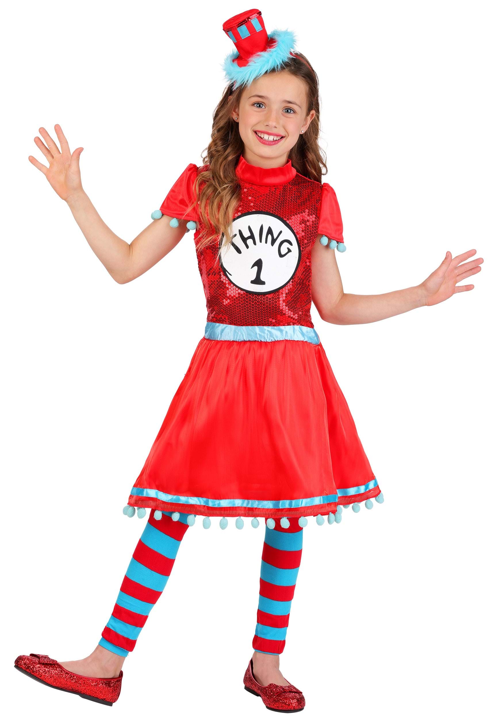 Dr. Seuss Thing 1/2 Girl's Costume Dress | Cat in the Hat Costumes
