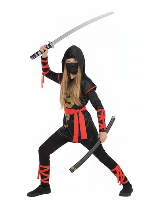 Girls Gold Dragon Ninja Costume UPD