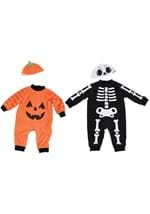 Reversible Skeleton & Pumpkin Infant Onesie Costume Alt 1