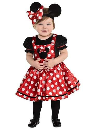 Click Here to buy Girls Minnie Mouse Baby Red Costume Dress | Disney Costumes from HalloweenCostumes, CDN Funds & Shipping