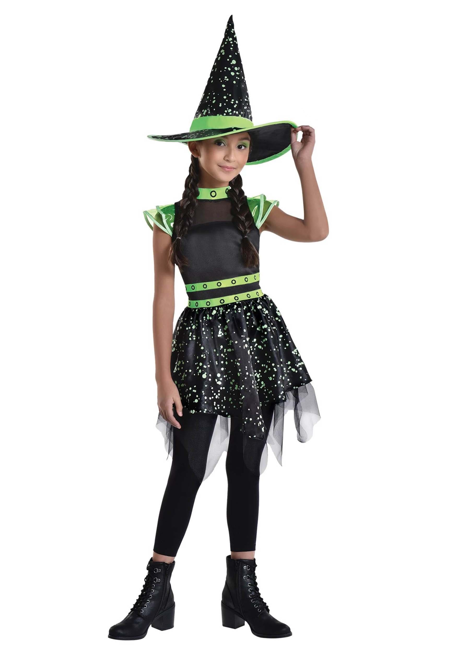 Girl's Glow in the Dark Midnight Witch Costume | Girl's Witch Costumes