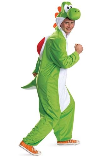 Click Here to buy Super Mario Yoshi Hooded Jumpsuit Adult Costume | Yoshi Costumes from HalloweenCostumes, CDN Funds & Shipping