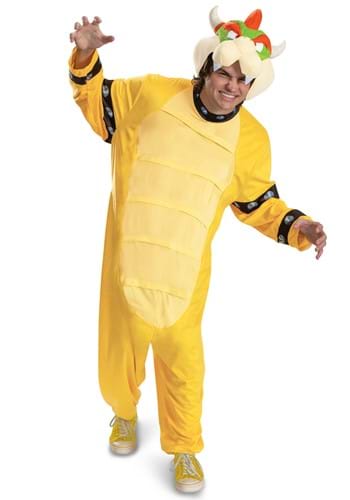 Click Here to buy Super Mario Bowser Hooded Jumpsuit Costume for Adults | Bowser Costumes from HalloweenCostumes, CDN Funds & Shipping