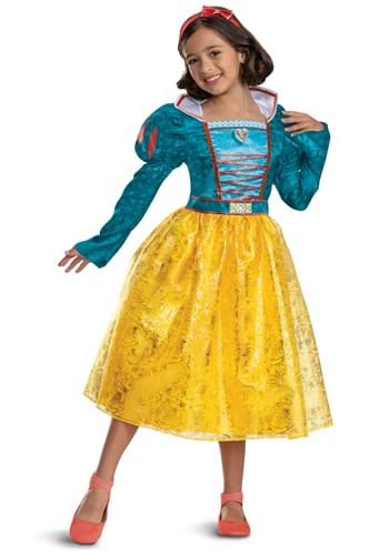 Click Here to buy Deluxe Snow White Live Action Girls Costume | Disney Costumes from HalloweenCostumes, CDN Funds & Shipping