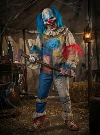 Adult Crazy Clown Costume with Chuck the Clown Mask upd