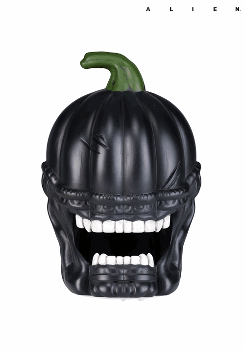 Black Light Up Pumpkin Alien Halloween Decoration