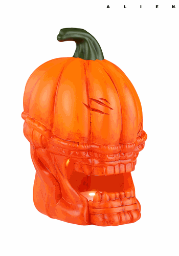 10" Orange Light Up Pumpkin Alien Halloween Decoration