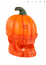 10" Orange Light Up Pumpkin Alien Halloween Decoration