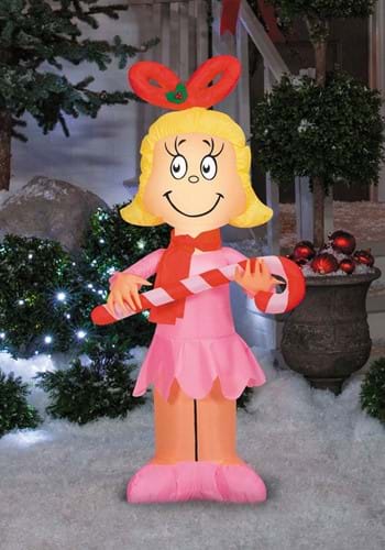 Inflatable Cindy Lou Who with Candy Cane Decoration