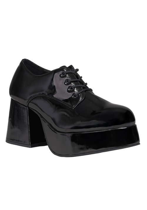 Mens Patent Black Disco Pimp Shoes