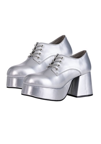 Mens Silver Disco Pimp Shoes