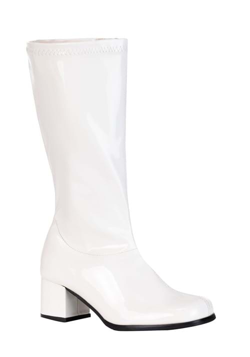 Girls Patent Gogo Costume White Boots