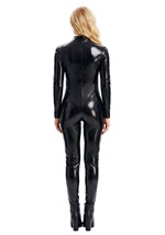 Womens Deluxe Black Zip Front Bodysuit Alt 1