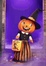Gourdgeous Vintage Pumpkin Witch Animatronic Decoration