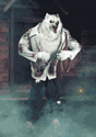 7FT Howling White Werewolf Animatronic Decoration